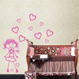 Kit de Adesivos Decorativo para Quarto Infantil Menina com corações 2