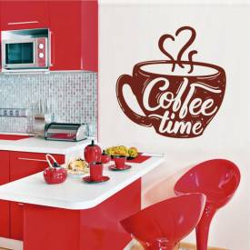 Adesivo de Parede para Cozinha Hora do Café Coffe Time