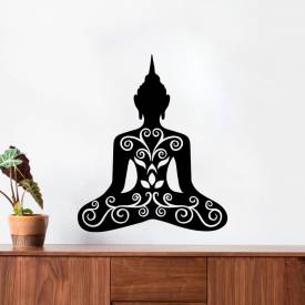 Adesivo de Parede Buda Meditando com Floral