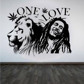 Adesivo de Parede Bob Marley de Leão One Love
