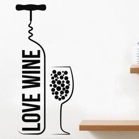 Adesivo de Parede Para Cozinha Vinho Love Wine