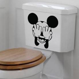 Adesivo de Banheiro para Vaso Acoplado Mickey Tapando os Olhos
