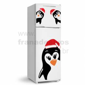 Adesivo de Geladeira Familia Pinguim de natal