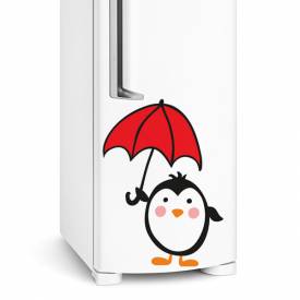 Adesivo de geladeira Pinguim com guarda chuva