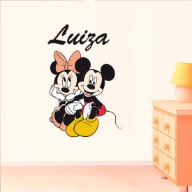 Adesivo de Parede Infantil Mickey e Minnie com Nome Personalizado