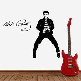 Adesivo de Parede Silhueta E Assinatura Elvis Presley