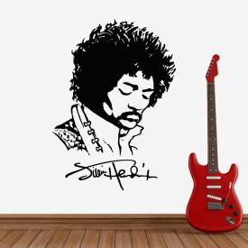 Adesivo De Parede Silhueta E Assinatura Jimmy Hendrix
