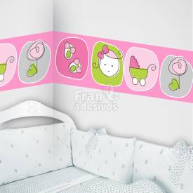 Faixa Decorativa para quarto infantil Rostinho de Menina - Rosa