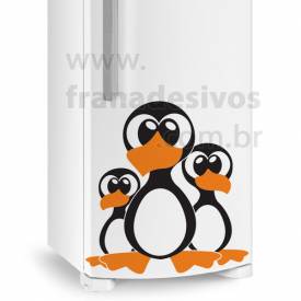 Adesivo de Geladeira 3 Pinguins Irmãos