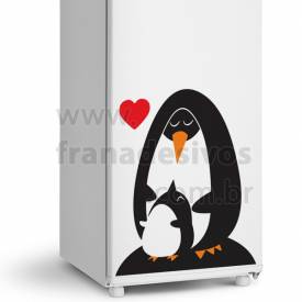 Adesivo de Geladeira Pinguim com filhote amor de m�e