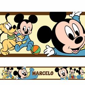 Adesivo de Parede Faixa Mickey Baby Marrom Personalizado