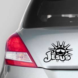 Adesivo de Carro Jesus com Sol Atras