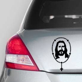 Adesivo de Carro Terco Com Silhueta Rosto Jesus